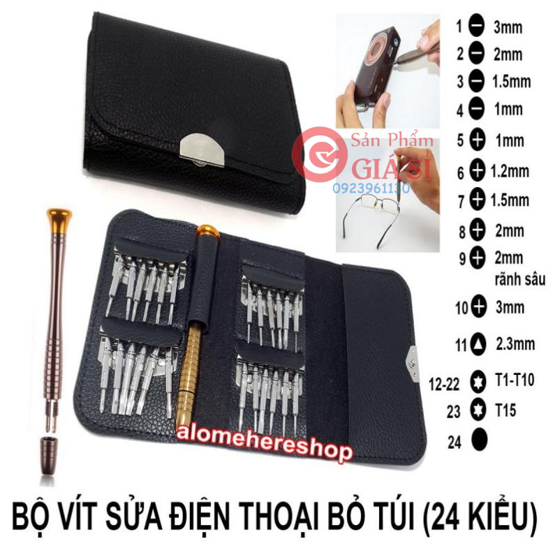 Bộ tua vít đa năng sửa chữa điện thoại screwdriver 25 đầu bóp da Chammart ❤️freeship❤️