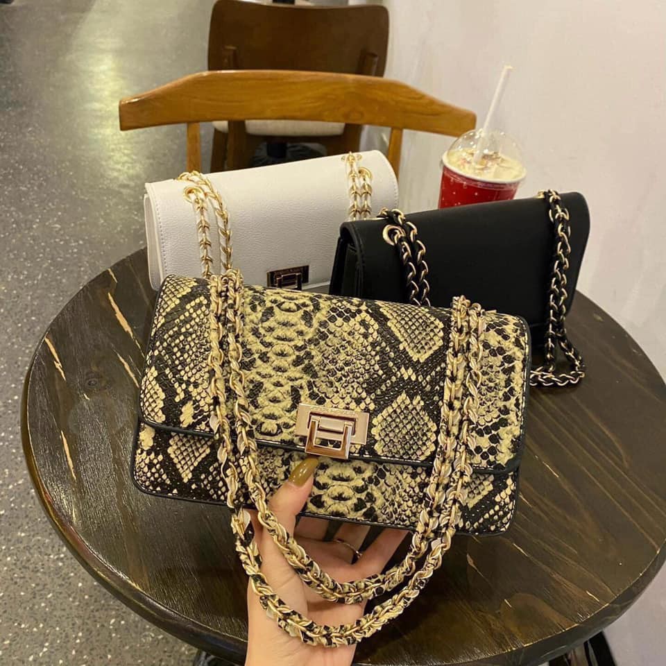 Túi xách cnk-Túi xách nữ da rắn loang chất