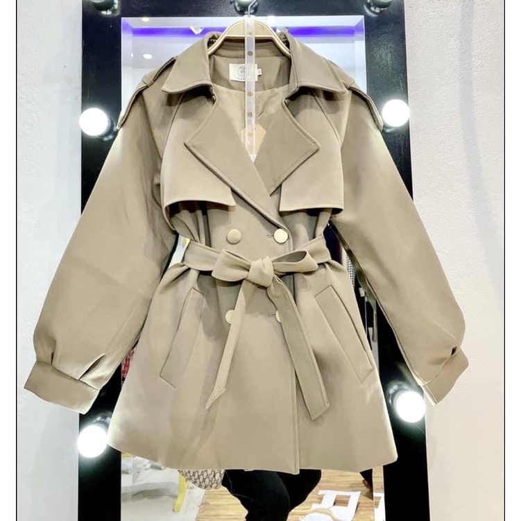 Áo khoác măng tô 2 lớp dáng ngắn phong cách Hàn Quốc cho nữ | BigBuy360 - bigbuy360.vn