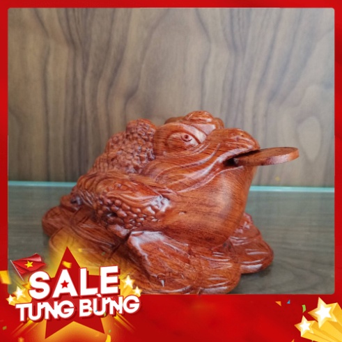 [GIA RE] Cóc ngậm tiền (thiềm thừ) gỗ hương loại nhỏ (Cao 8, ngang 12, sâu 14 cm)