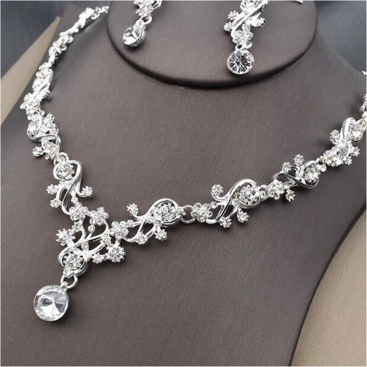 Flower Vine Bridal Jewelry Set Necklace And Eearrings