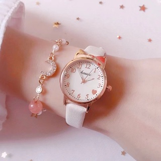 Đồng Hồ Analog Máy Quartz Nữ Mặt Trái Tim Dây Da
