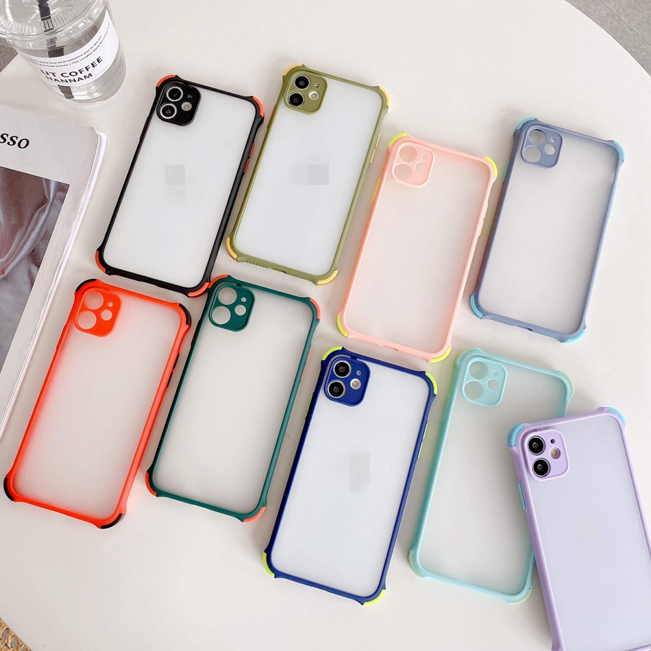 Casing Samsung GalaxyA02 A02S A12 A42 5G A32 4G A21s A71 A51 A50 A50s A30s Macaron Contrast Four Corners Drop Resistance Clear Matte Soft Phone Case