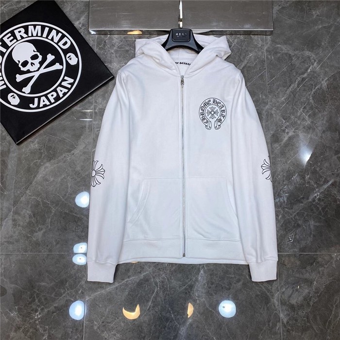 ⚡️[CHỈ 1 NGÀY] - Áo hoodie jacket Chrom Heart full zip logo White cao cấp full tag túi, áo hoodie CH