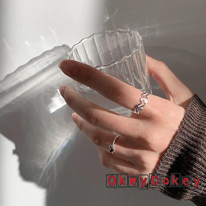 Nhẫn hở hình trái tim có thể điều chỉnh kích thước cho nữ