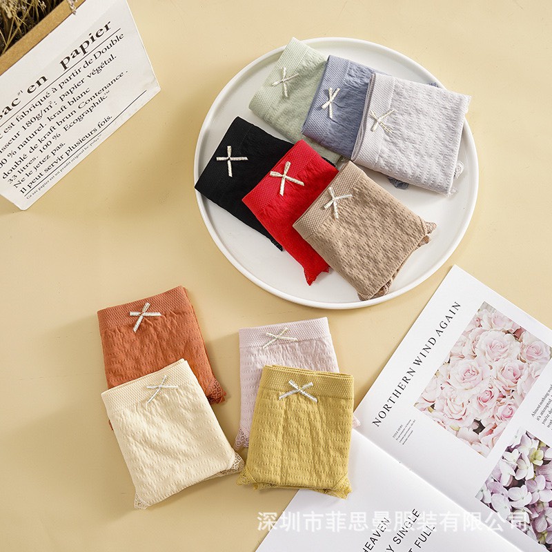 Quần Lót Nữ Cottẹp Đẹp Dệt Kim - Quần Chip Nữ kháng khuẩn thoáng mát đính nơ tôn vòng 3 gợi cảm vany_shop9898 mẫu A34