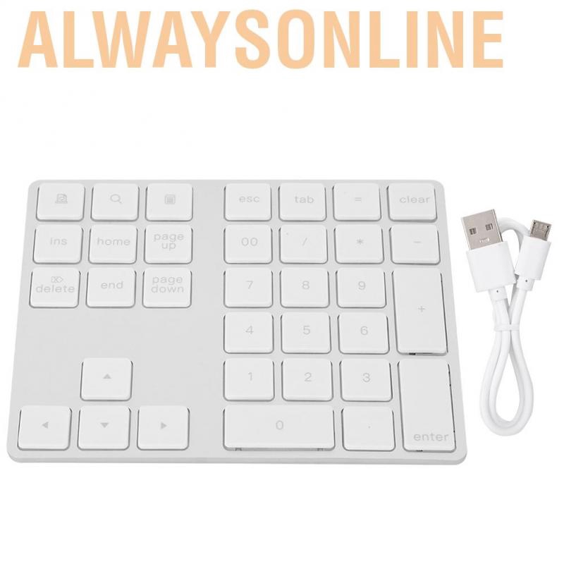 Alwaysonline BT308 34 Keys Mini Rechargeable Numpad Wireless Numeric Keypad Small Keyboard