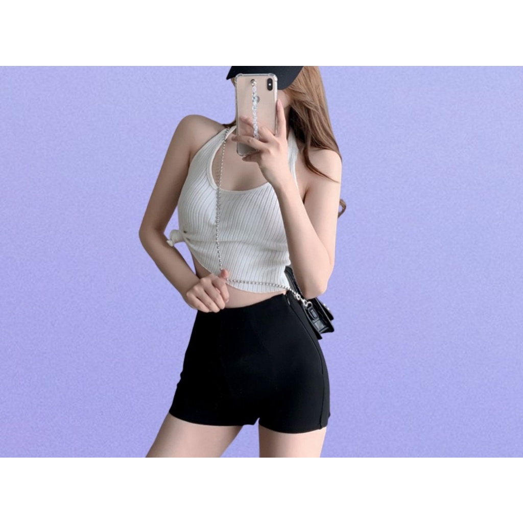 Quần Short Nữ Lưng Cao Quần Đùi Nữ Co Giãn Tôn Dáng Khóa Kéo Sườn Ôm Body Năng Động