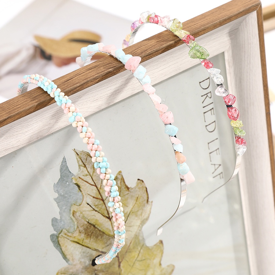 Băng đô cài tóc đính hạt đá nhiều màu phong cách Hàn Quốc cho nữ