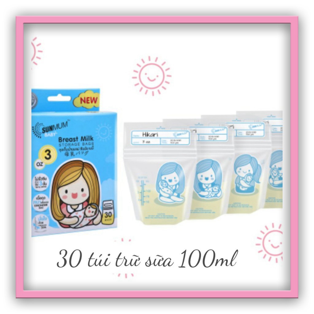 Hộp 30 túi trữ sữa Sunmum 100ml giá sỉ