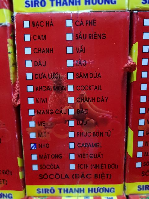 SIRO THANH HƯƠNG  đủ mùi 550ml