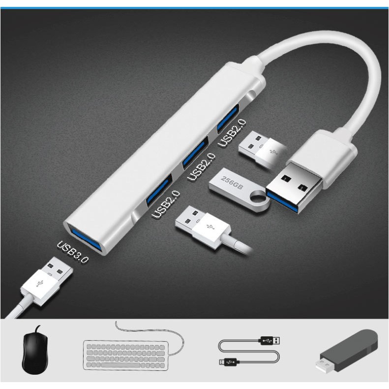 Bộ chia cổng Hub USB [3.0] ,hợp kim nhôm một với bốn bộ chia đế cắm usb truyền tốc độ cao 4 cổng USB
