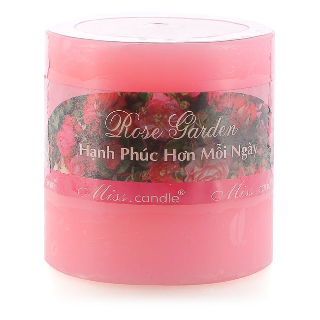 Nến thơm trụ tròn D6H6 Miss Candle MIC0826 6 x 6 cm (Hồng, hương hoa anh đào)