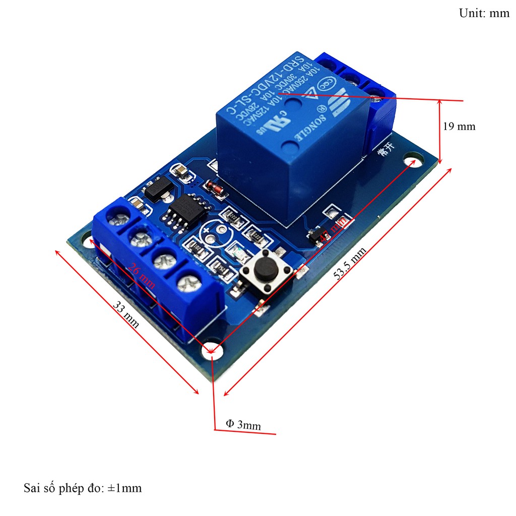 Module kích hoạt relay bằng nút nhấn
