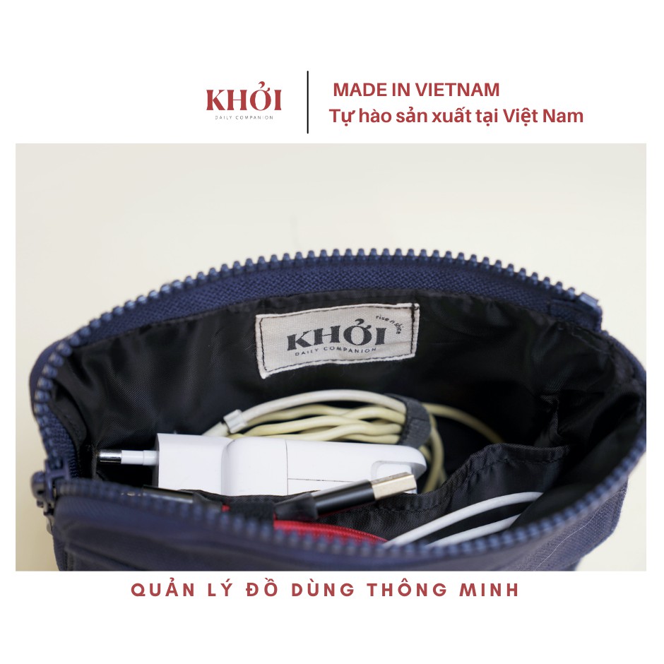 Combo 02 Ví Vải Đa Năng MULTI POUCH Nhiều Ngăn, Phụ Kiện Văn Phòng Thanh Lịch 2021 (Tặng chổi quét bụi bàn phím)