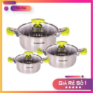 Bộ nồi inox 3 đáy cao cấp sunhouse sh336