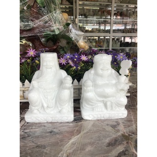 Bộ tượng thờ ông tài địa thần tài thổ địa đá trắng - cao 20 cm