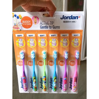 Vỉ 6 Chiếc Bàn Chải Đánh Răng Jordan Buddy Cho Bé 5-10 Tuổi Lông Mềm Hàng Malaysia