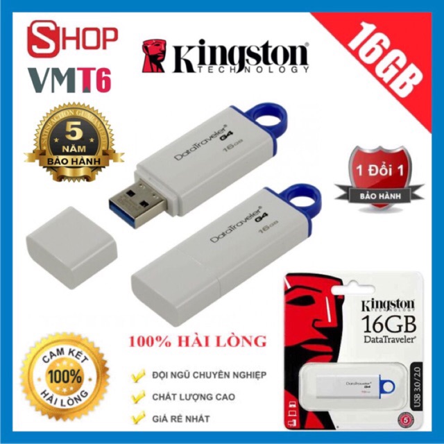 [USB tốc độ 3.0] USB Kingston 3.0 DataTraverler G4 - 16GB - Màu trắng bảo hành 5 năm !