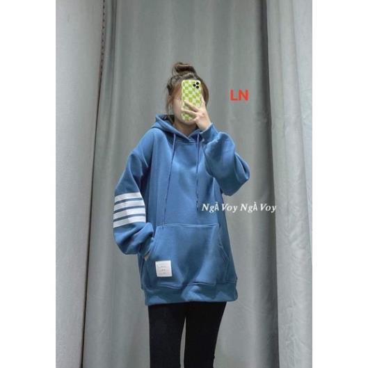 Áo hoodie nỉ mũ chất đẹp 4 vạch tay logo