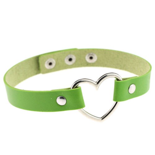 Vòng cổ choker da PU mặt trái tim phong cách gothic cho nữ