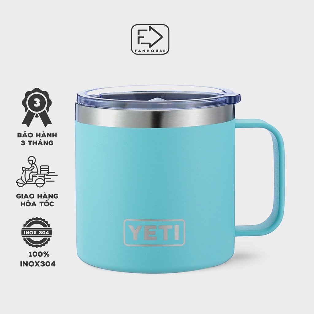 Cốc nước YETI 14oz giữ nhiệt 10h ly nước cao cấp inox 304 dung tích 400ml Fan House tặng bộ cọ rửa khắc tên theo yêu cầu