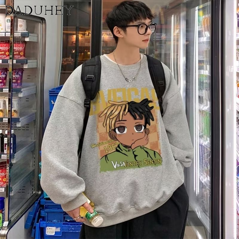 DaDuHey Men 'S Summer Trendy Ins Handsome Casual Long Sleeve T-shirt Hip Hop Style Loose Fashion Thin Top