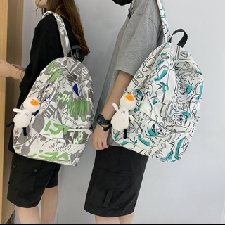 Balo in họa tiết graffiti phong cách Hàn Quốc thời trang mùa hè cho nam và nữ 2021