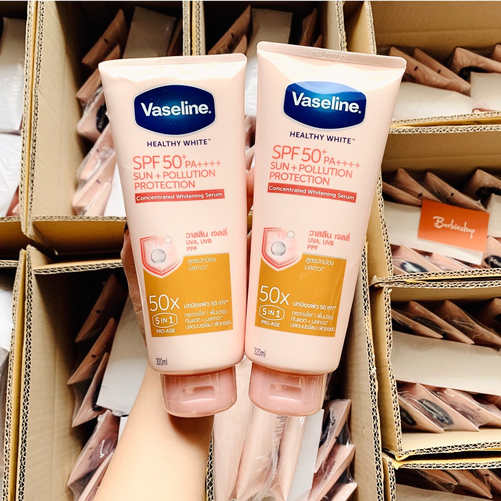 Dưỡng Thể Vaseline Healthy White Serum 50X  SPF 50++ 320ML + Kích Trắng Alpha Arbutin