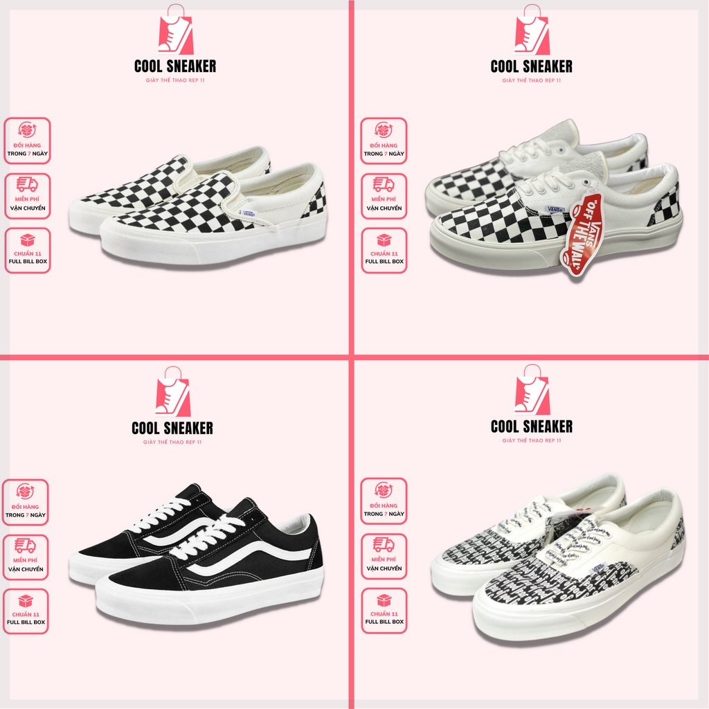 Giày 𝗩𝗮𝗻𝘀 caro buộc dây, Giày Vans caro lười, Vans FOG, Vans vault old skool nam nữ full box bill