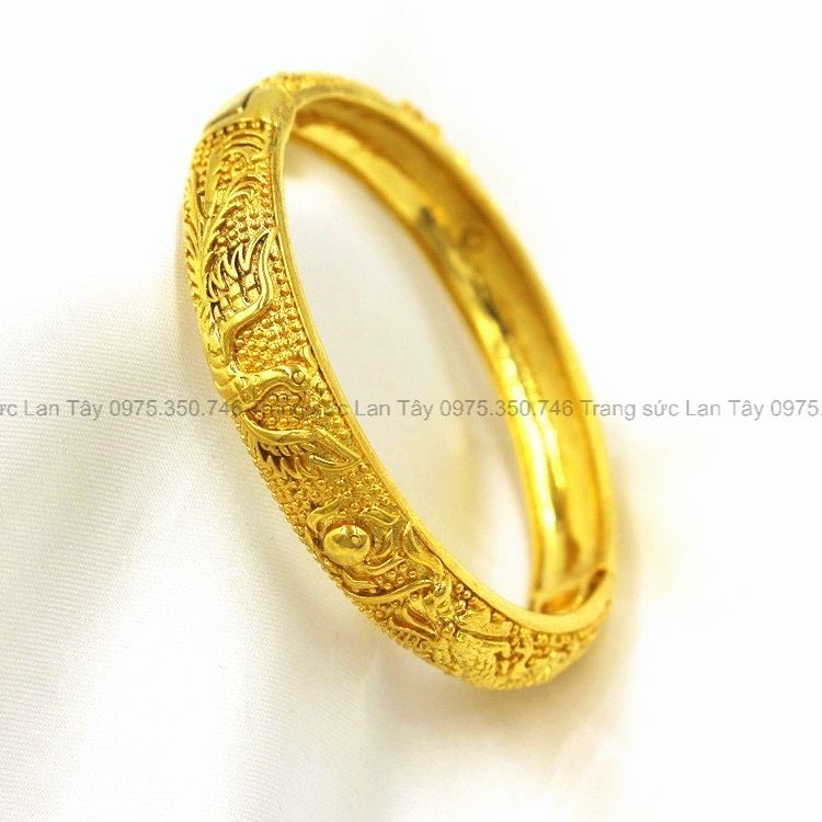 lắc tay cưới cho cô dâu rồng phượng dát vàng 9999 bản to