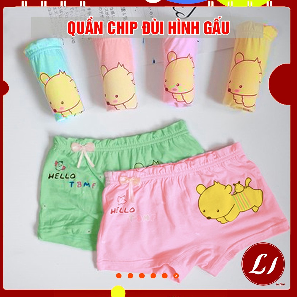 Quần chip đùi, quần lót THẮT NƠ cotton mịn nhiều mẫu cho bé gái (7-35kg) QATE0105