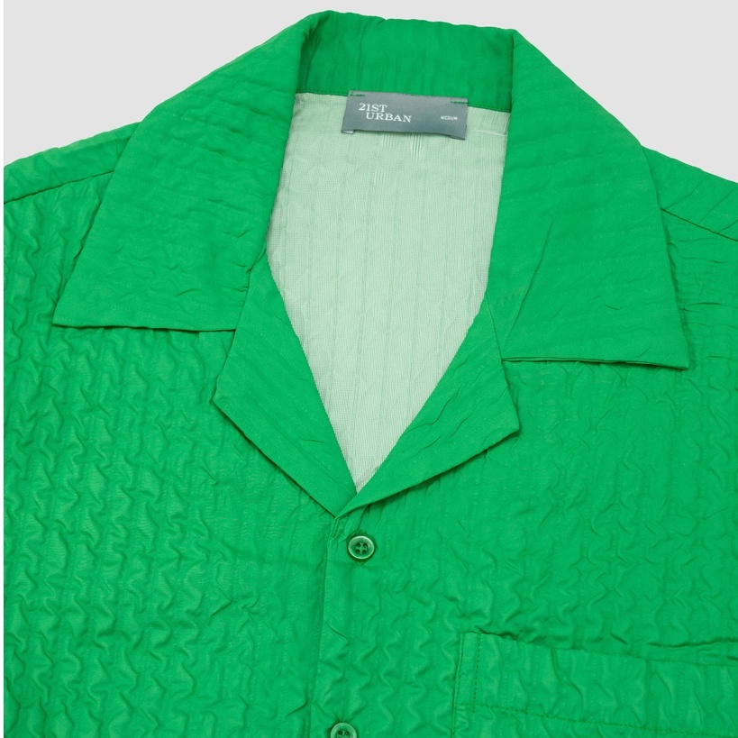 Áo sơmi ngắn tay form boxy 21ST URBAN Green Lumpy Shirt