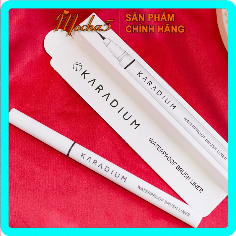 Kẻ dạ mắt Karadium Waterproof BRUSH LINER BLACK Vỏ Trắng nét mảnh chống trôi chống lem