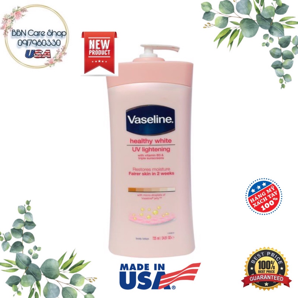 Vaseline dưỡng thể trắng da 725 ml của Mỹ