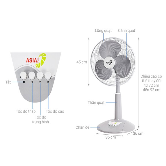 Quạt Lửng ASIA A16019-GREY