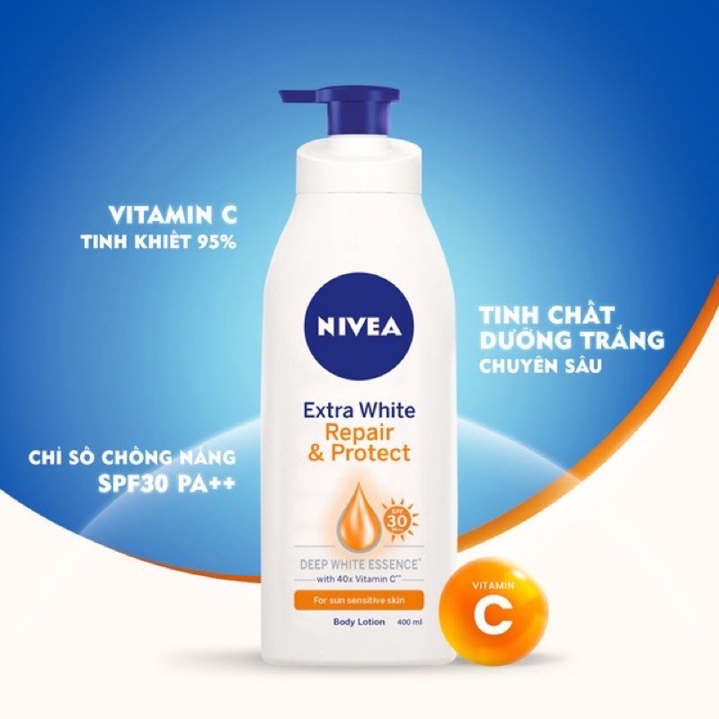 Sữa Dưỡng Thể Trắng Da Nivea - Extra White Night Nourish, Instant Glow, Repair Protect, Body Milk, Radiant 400ml, 350ml