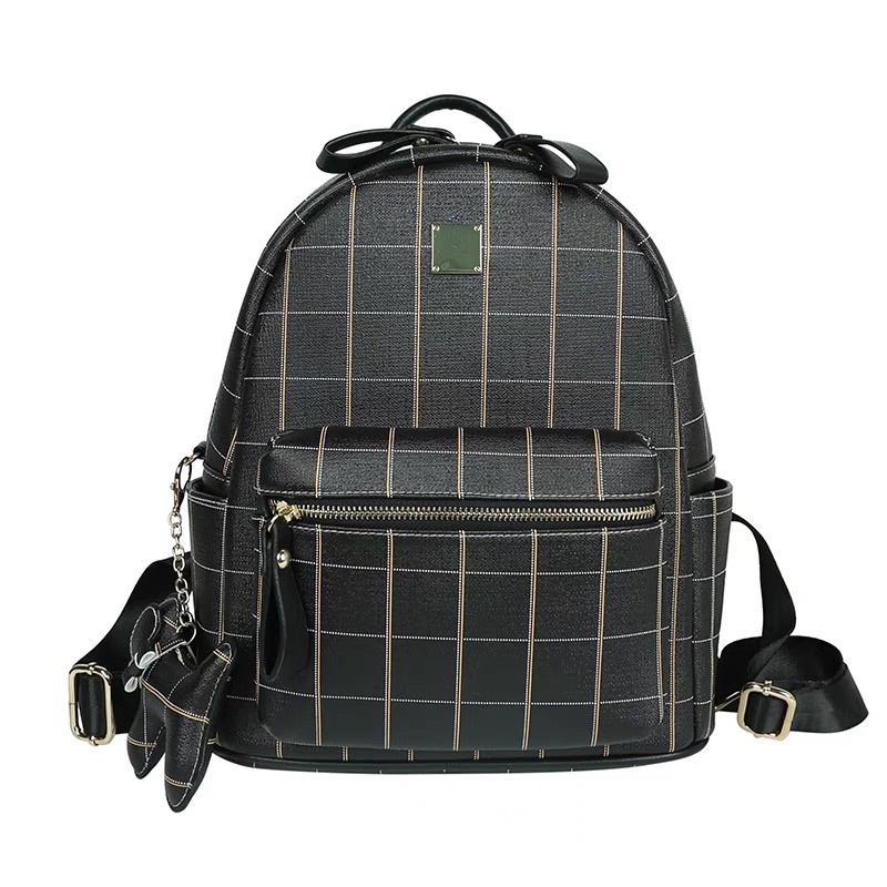 Balo Hoạ Tiết Kẻ Ô Kèm Móc Khoá Siêu Xinh