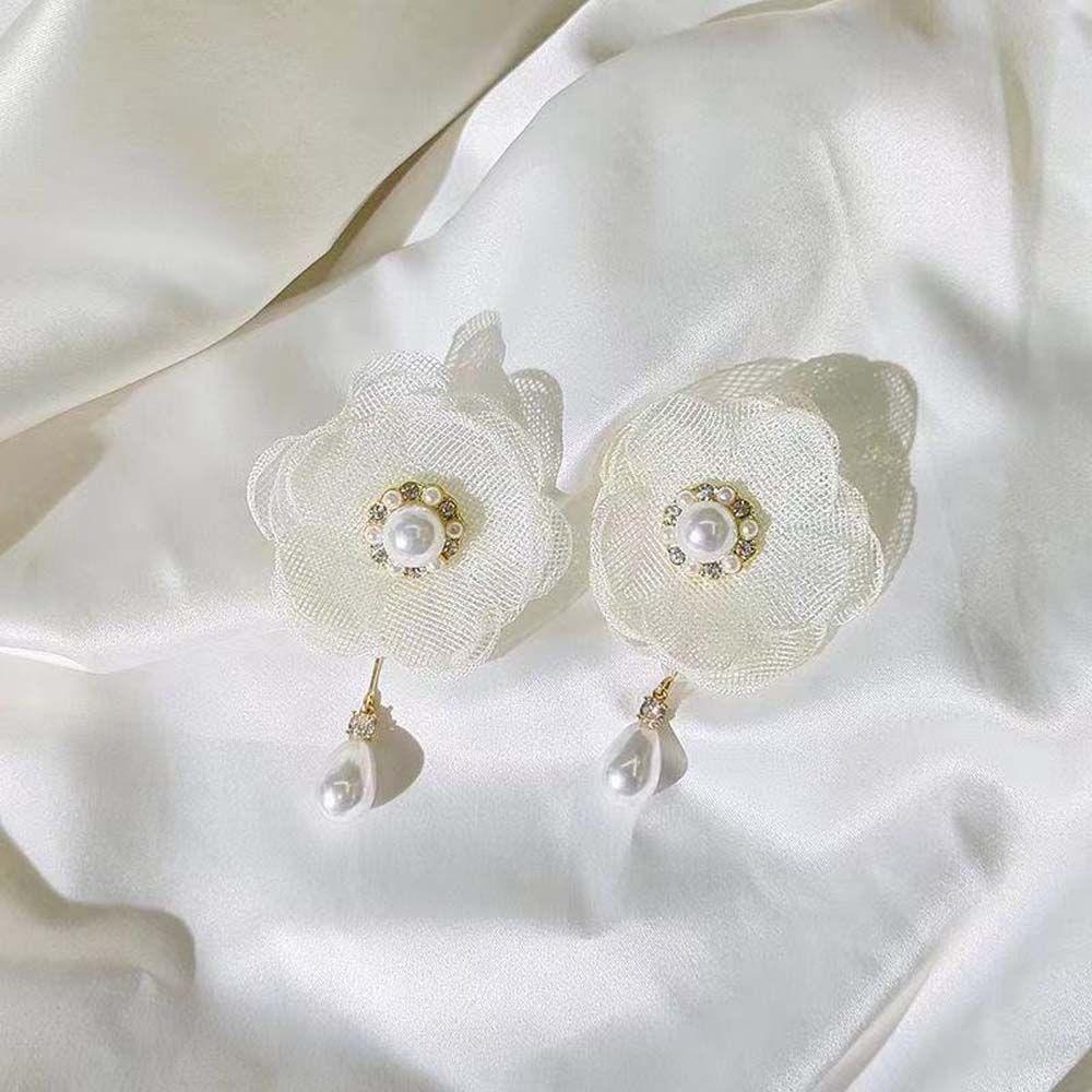 JARRED Bông Tai Tua Rua Dáng Dài Họa Tiết Hình Học Phối Ren Hoa Xinh Xắn Thời Trang Cho Nữ