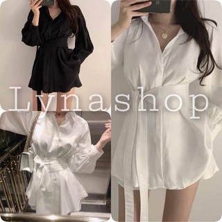 Bộ Áo Vest Dây Eo Kèm Quần 🍉 Set Áo Dài Nữ Quần Đùi Chất Đũi 2 Màu🍉 Vest nữ sang chảnh, gồm áo sơ mi dáng rộng kèm quầnn