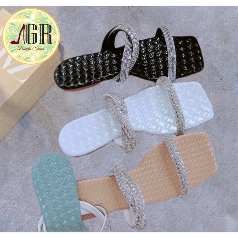 Dép quai đá phối 2 dây đá xoắn lót đan bóng xịn xò