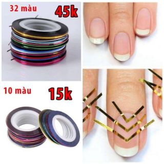 Combo băng dính kim tuyến 10 màu, 32 màu  (PK Nail)