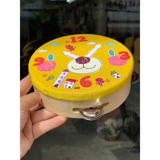 Trống lắc tay trẻ em, trống lục lạc vỗ tay đồ chơi âm nhạc cho bé