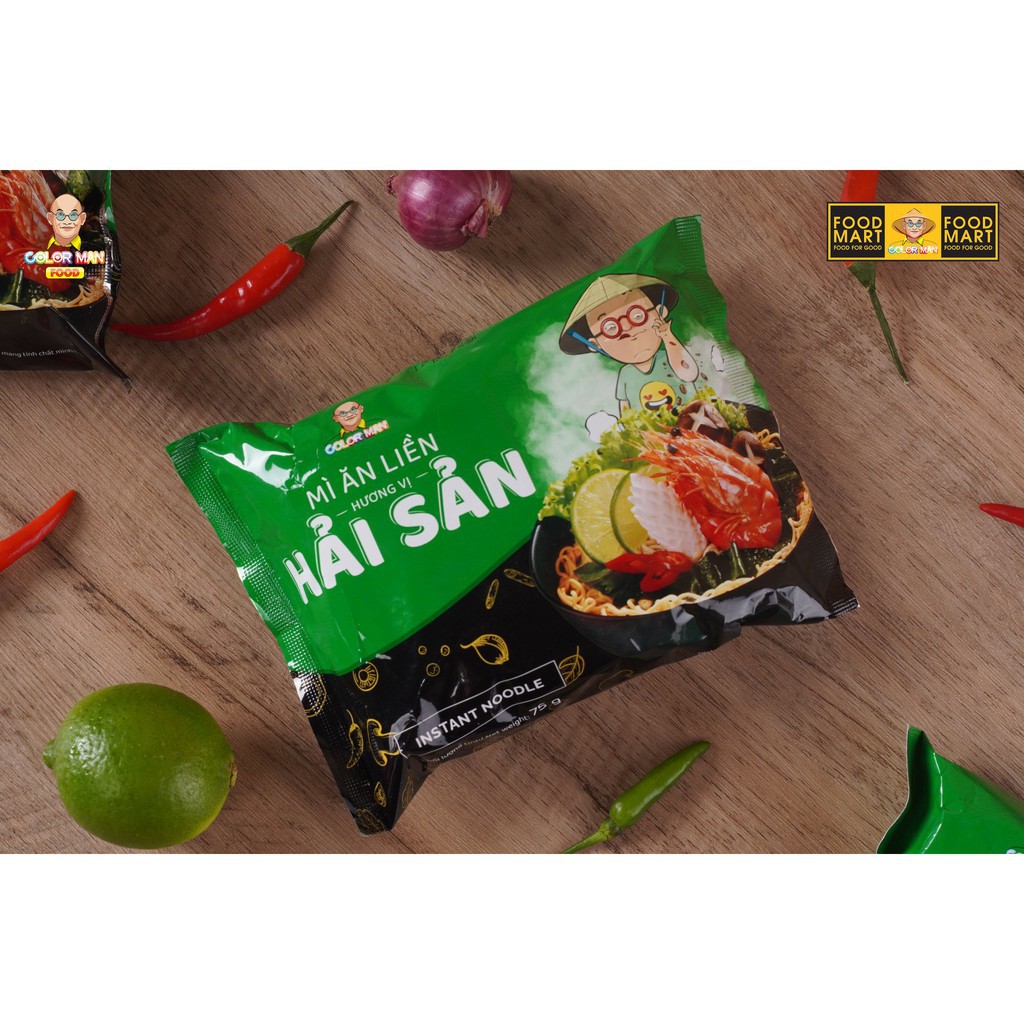 Thùng mì gói Color Man 30 gói mix 3 loại 10 gói Hải Sản - 10 gói Chua Cay sản xuất từ 100% khoai tây - 10 gói Mì chay | BigBuy360 - bigbuy360.vn