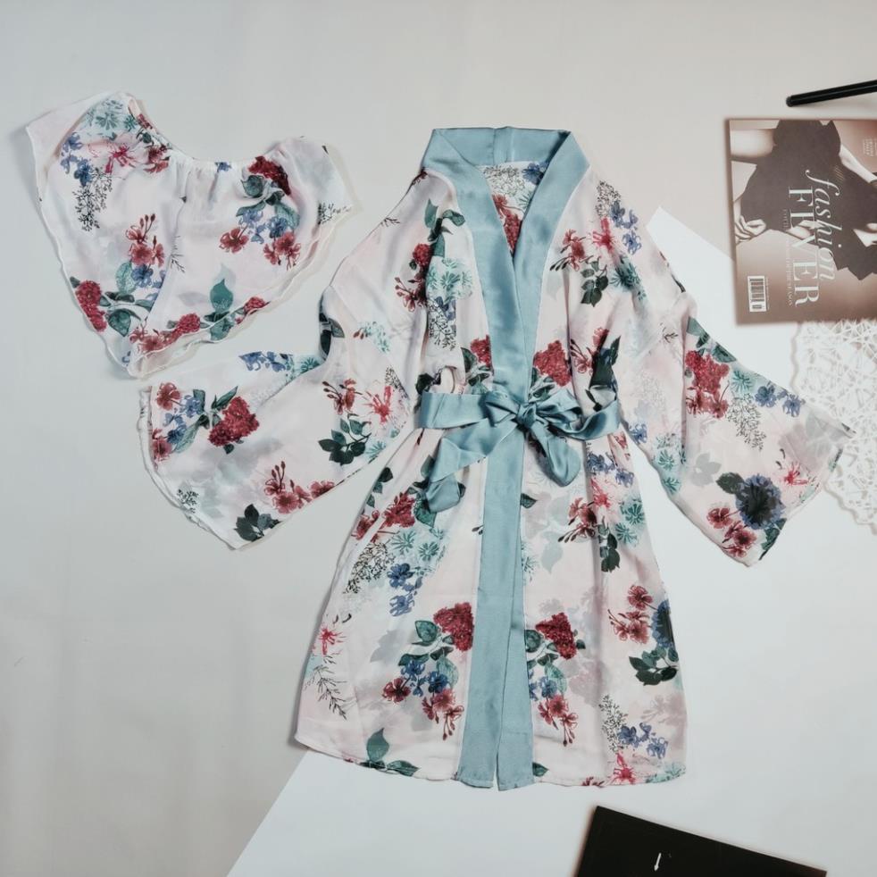Áo Choàng Ngủ Voan Xuyên Thấu, Áo Choàng Ngủ Kimono Kèm Quần Gợi Cảm Quyến Rủ Cho Nữ. | BigBuy360 - bigbuy360.vn