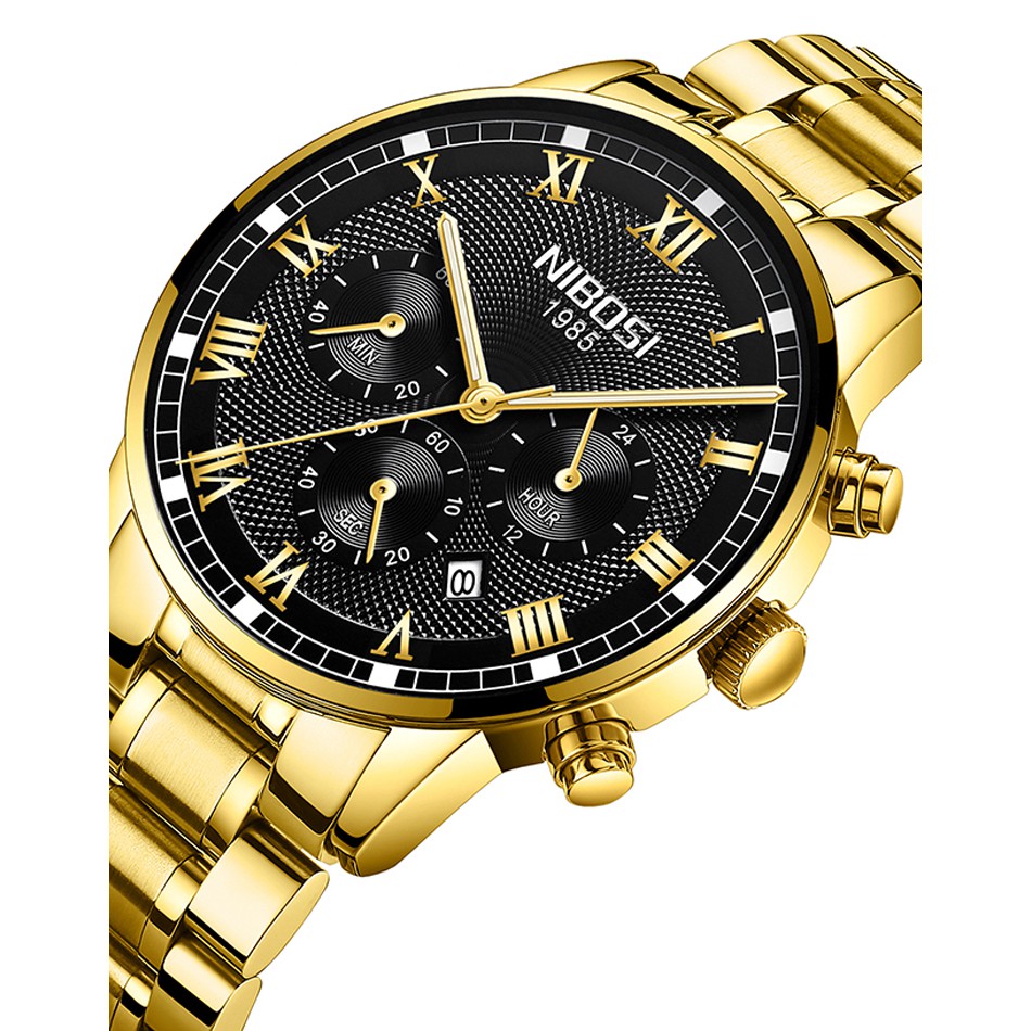 Đồng hồ nam NIBOSI 2339S dây thép 316L mặt vân sọc hiện đại size 43mm chống nước | BigBuy360 - bigbuy360.vn