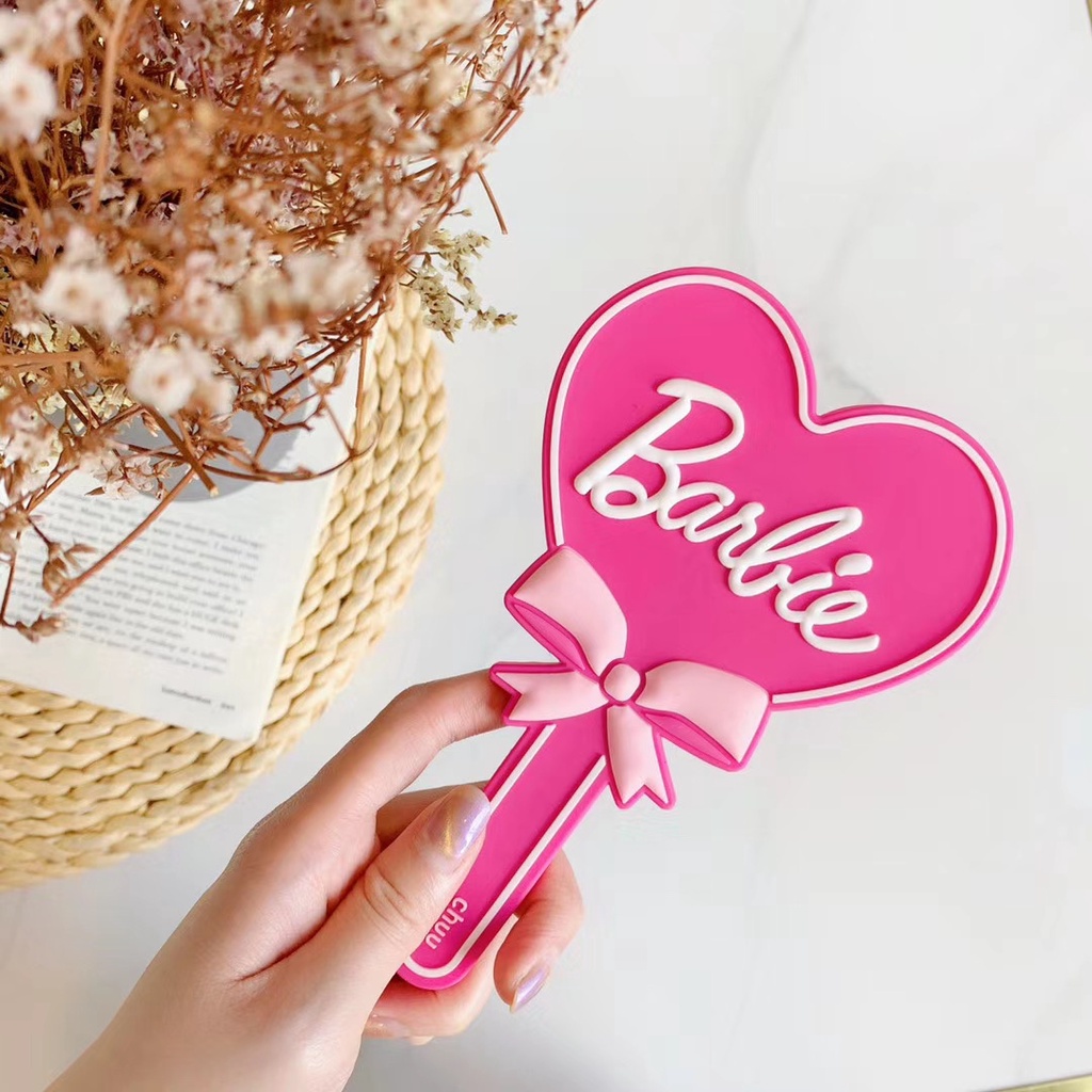 Gương trang điểm cầm tay thiết kế hình trái tim bằng acrylic phong cách Hàn Quốc