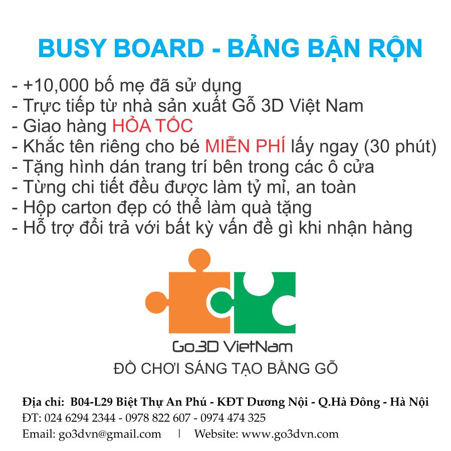 [Mã LIFE50KALL giảm 10% đơn 200K] Bảng bận rộn kết hợp bảng xếp hình khối nhiều màu sắc bằng gỗ