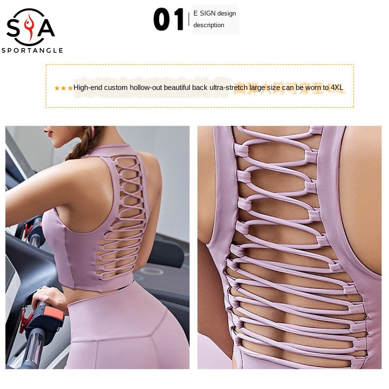 【Sportsangel】sports bra S-4XL fixed one piece pad women shock-proof high-intensity strap beauty back running bra fitness yoga vest bra plus size