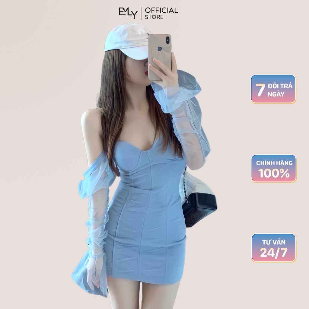 Đầm nữ dáng ôm tay lưới dài Emilyshop